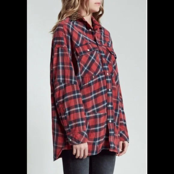 R13 Red Plaid Button Down Shirt - Picture 2 of 15
